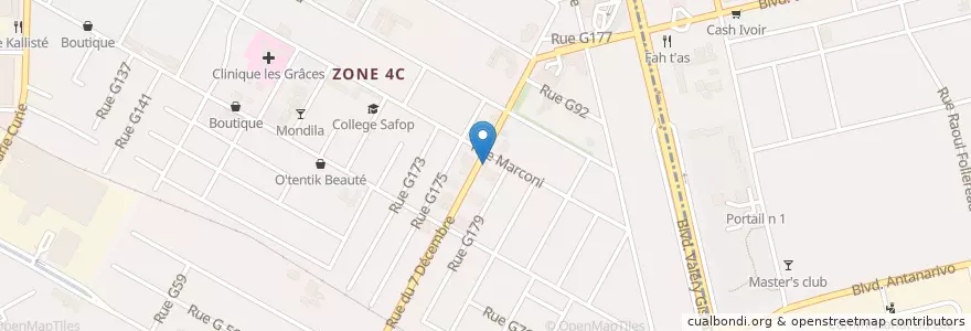 Mapa de ubicacion de Cocorico en Costa D'Avorio, Abidjan, Marcory.