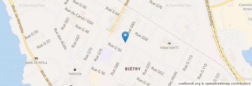 Mapa de ubicacion de Snake Bar en Costa De Marfil, Abiyán, Marcory.