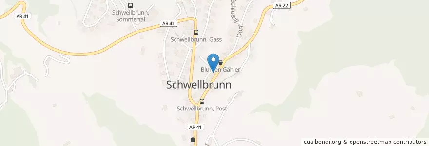 Mapa de ubicacion de Postagentur en Suiza, Appenzell Rodas Exteriores, San Galo, Hinterland, Schwellbrunn.