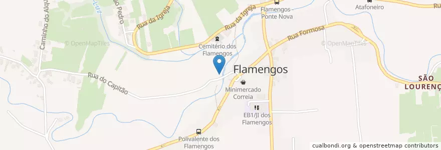 Mapa de ubicacion de Fontanário das Bicas en Portugal, Azoren, Faial, Horta, Flamengos.