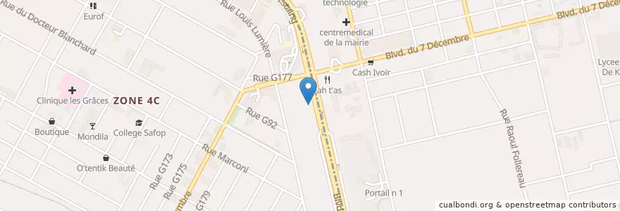 Mapa de ubicacion de Ecobank en Ivoorkust, Abidjan, Koumassi, Marcory.