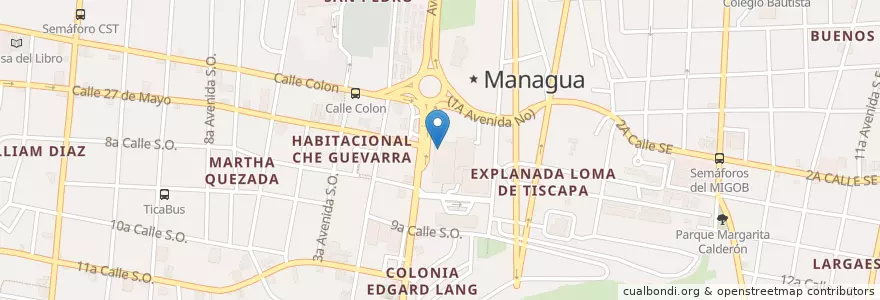 Mapa de ubicacion de Valenti's Pizza en Nikaragua, Departamento De Managua, Managua (Municipio).