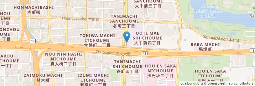 Mapa de ubicacion de SANCTUARY TAVERN en Japon, Préfecture D'Osaka, 大阪市, 中央区.