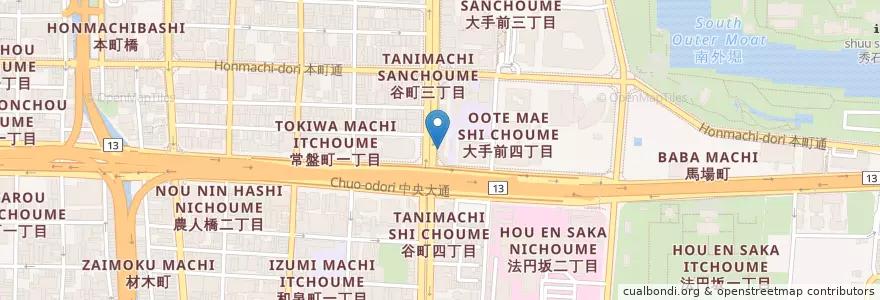 Mapa de ubicacion de NOMISKY en Japão, 大阪府, 大阪市, 中央区.