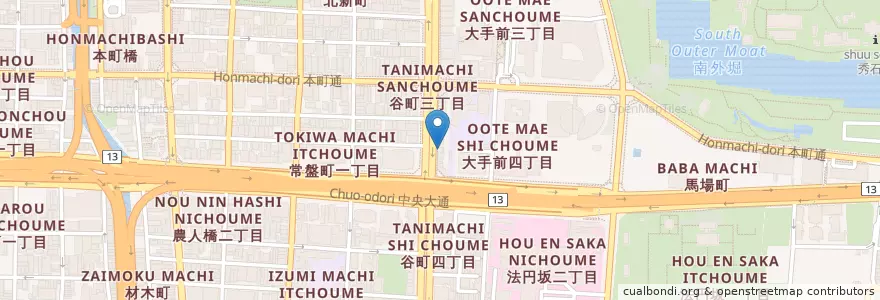 Mapa de ubicacion de HARENOHI. en Japan, 大阪府, Osaka, 中央区.