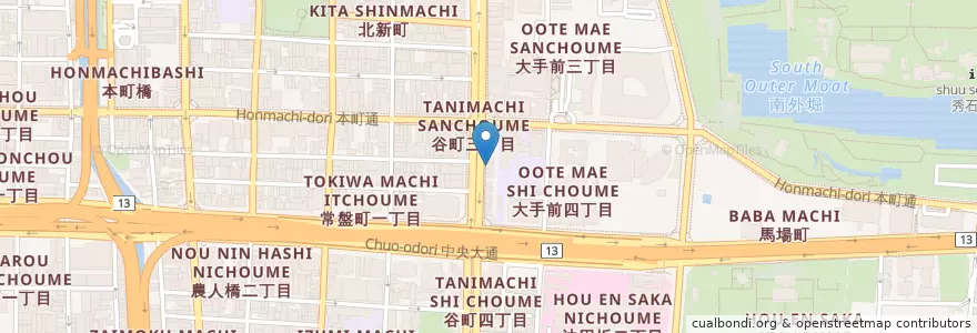 Mapa de ubicacion de 陳麻屋 en Japan, 大阪府, Osaka, 中央区.