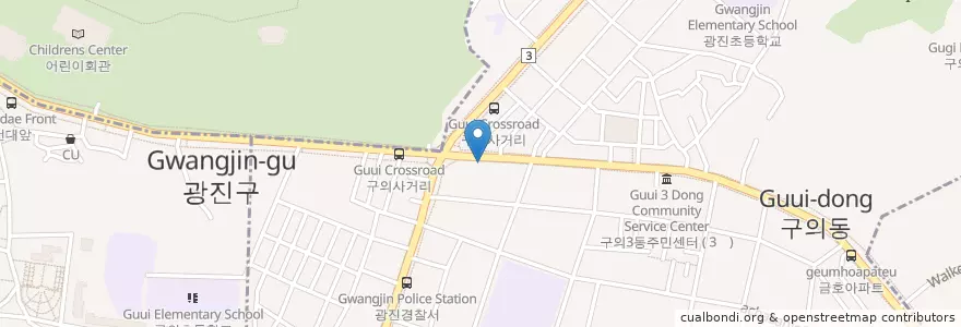 Mapa de ubicacion de Ediya Coffee en 대한민국, 서울, 광진구, 구의1동.