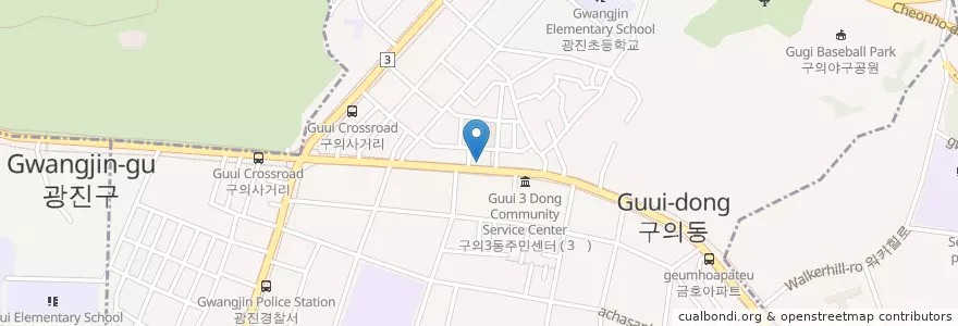 Mapa de ubicacion de 장충동 왕 족발 en 대한민국, 서울, 광진구, 구의2동.