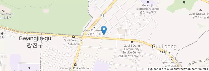 Mapa de ubicacion de Starbucks en 韩国/南韓, 首尔, 廣津區, 구의2동.