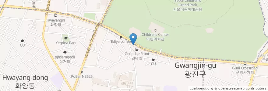 Mapa de ubicacion de Barun Babburger en South Korea, Seoul, Gwangjin-Gu.