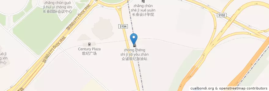 Mapa de ubicacion de 众诚世纪加油站 en 中国, 吉林省, 长春市, 二道区, 东方广场街道.