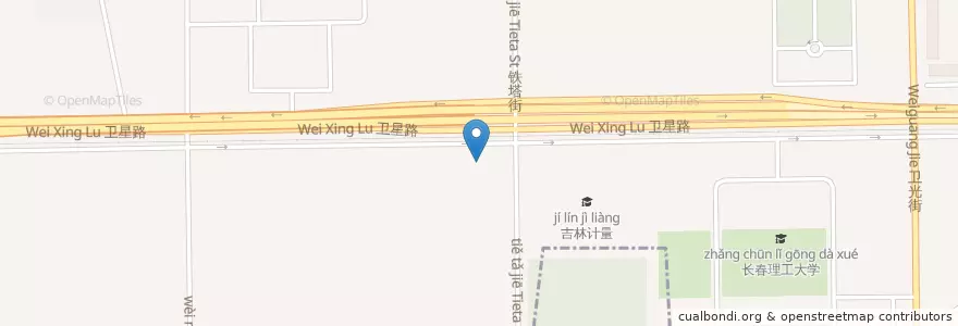 Mapa de ubicacion de 众诚卫星加油站 en الصين, جيلين, تشانغتشون, 朝阳区, 南湖街道.