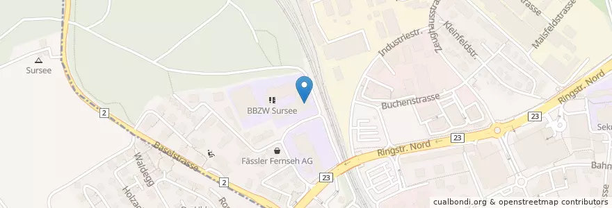 Mapa de ubicacion de Mensa BBZW en Schweiz/Suisse/Svizzera/Svizra, Luzern, Sursee.