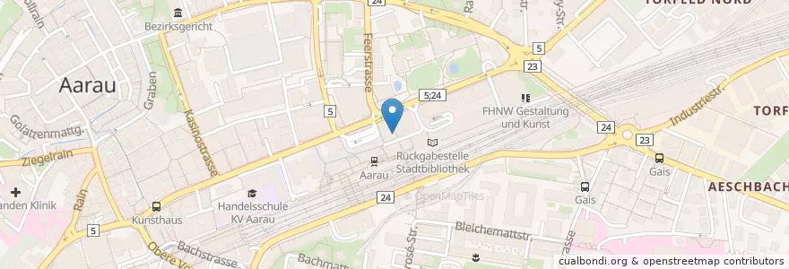 Mapa de ubicacion de Kinderarzthaus en Schweiz/Suisse/Svizzera/Svizra, Aargau, Bezirk Aarau, Aarau.