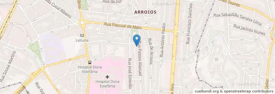 Mapa de ubicacion de Oliveiras en Portekiz, Área Metropolitana De Lisboa, Lisboa, Grande Lisboa, Lizbon, Arroios.
