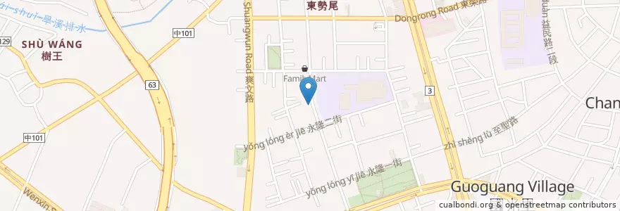 Mapa de ubicacion de 菩薩寺 en 타이완, 타이중 시, 다리구.