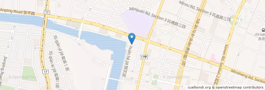 Mapa de ubicacion de 臺南市中西區安海里活動中心 en Taiwán, 臺南市, 中西區.