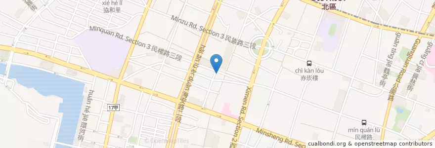 Mapa de ubicacion de 臺南市中西區水仙里活動中心 en Tayvan, 臺南市, 中西區.
