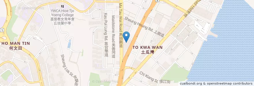Mapa de ubicacion de 土瓜灣公共圖書館 To Kwa Wan Public Library en 중국, 광둥성, 홍콩, 가우룽, 신제, 九龍城區 Kowloon City District.