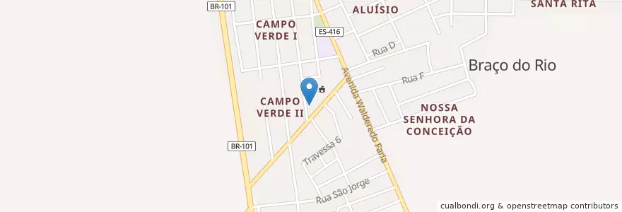 Mapa de ubicacion de CRAS - Braço do Rio en البَرَازِيل, المنطقة الجنوبية الشرقية, إسبيريتو سانتو, Região Geográfica Intermediária De São Mateus, Microrregião São Mateus, Conceição Da Barra.