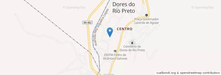 Mapa de ubicacion de CRAS - Dores do Rio Preto en ブラジル, 南東部地域, ミナス ジェライス, Região Geográfica Intermediária De Juiz De Fora, Microrregião Muriaé, Espera Feliz.