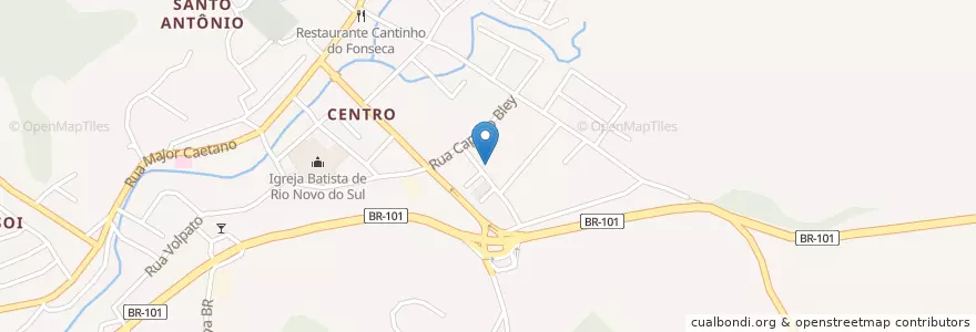Mapa de ubicacion de CRAS - Rio Novo do Sul en برزیل, منطقه جنوب شرقی برزیل, اسپیریتو سانتو, Região Geográfica Intermediária De Cachoeiro De Itapemirim, Microrregião Guarapari, Rio Novo Do Sul.