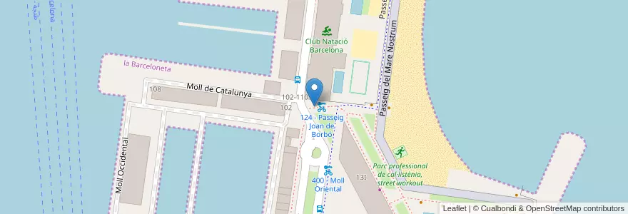 Mapa de ubicacion de 400 - Passeig Joan Borbó - Platja de Sant Sebastià en Sepanyol, Catalunya, Barcelona, Barcelonès, Barcelona.