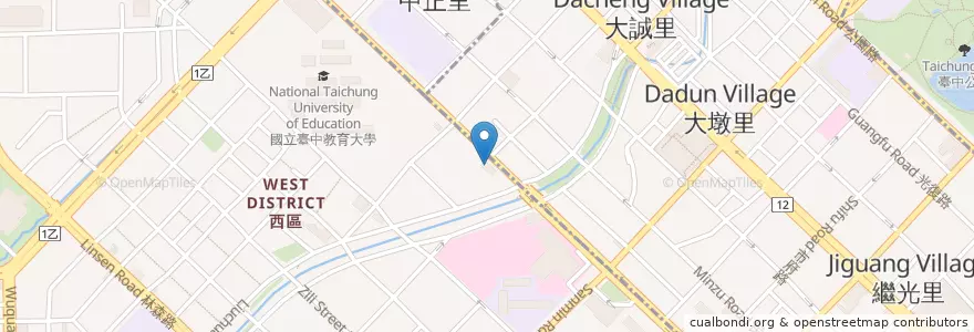 Mapa de ubicacion de 聯邦銀行 en 臺灣, 臺中市, 西區.
