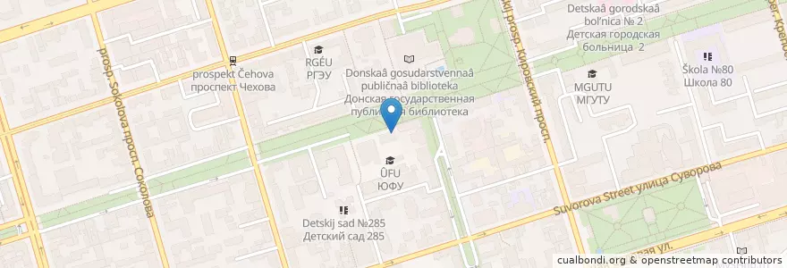 Mapa de ubicacion de SfedU@cafe en ロシア, 南部連邦管区, ロストフ州, Городской Округ Ростов-На-Дону.