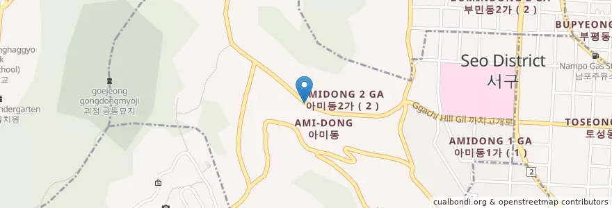 Mapa de ubicacion de 아미동 en Korea Selatan, 부산, 서구, 아미동.