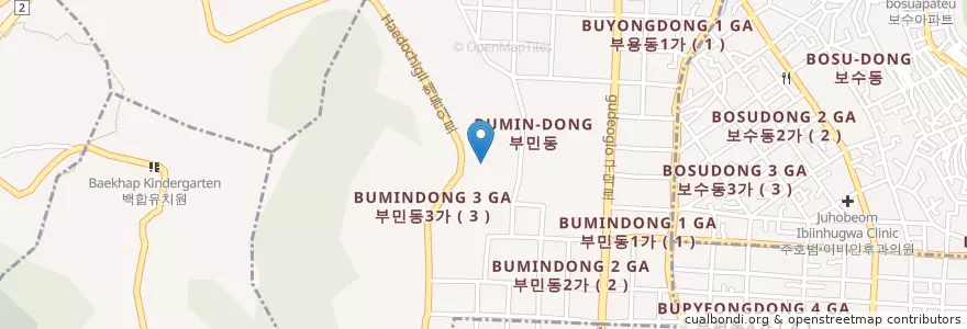 Mapa de ubicacion de 부민동 en كوريا الجنوبية, بسان, 서구, 부민동.