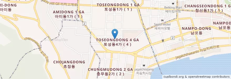 Mapa de ubicacion de 충무동 en 대한민국, 부산, 서구, 충무동.