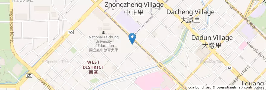 Mapa de ubicacion de 國泰世華商業銀行 en Тайвань, Тайчжун, 西區.