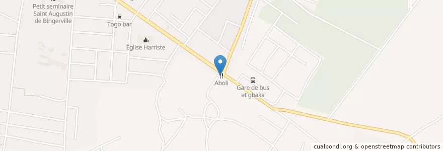 Mapa de ubicacion de Aboli en Elfenbeinküste, Abidjan, Bingerville.