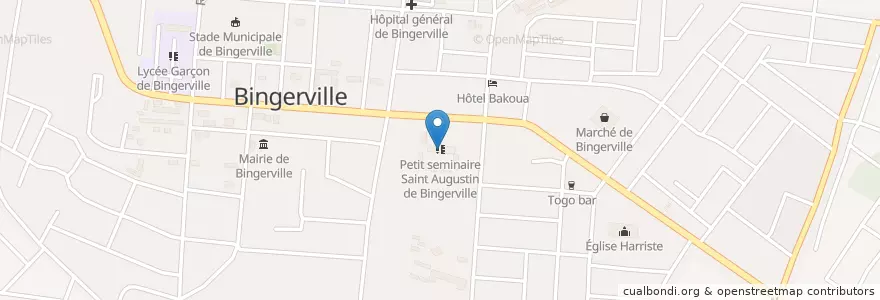 Mapa de ubicacion de Petit seminaire Saint Augustin de Bingerville en Кот-Д’Ивуар, Абиджан, Bingerville.