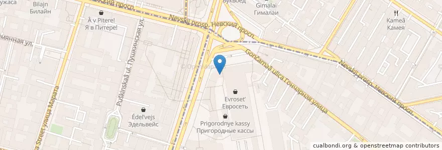 Mapa de ubicacion de Marketplace en Russie, District Fédéral Du Nord-Ouest, Oblast De Léningrad, Saint-Pétersbourg, Центральный Район, Округ Лиговка-Ямская.