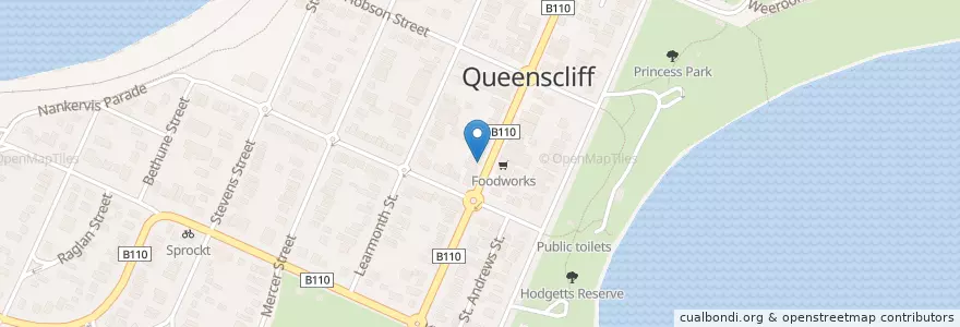 Mapa de ubicacion de Gingers bar and restaurant en Australia, Victoria, Borough Of Queenscliffe.