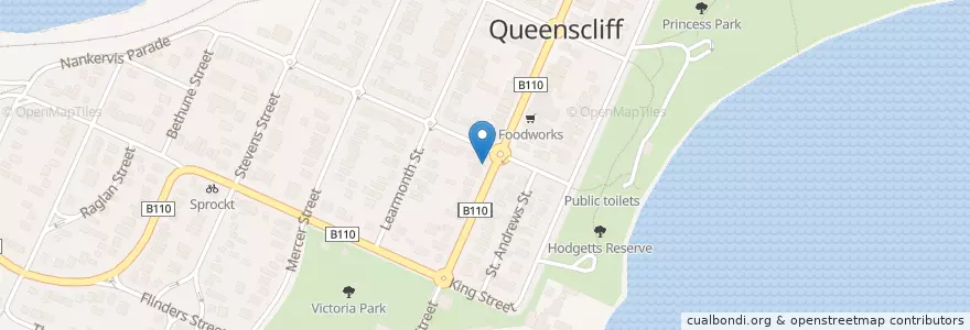 Mapa de ubicacion de La salle à manger en 오스트레일리아, Victoria, Borough Of Queenscliffe.