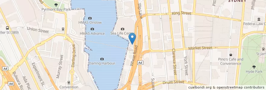 Mapa de ubicacion de Helm Bar en Australia, New South Wales, Council Of The City Of Sydney, Sydney.