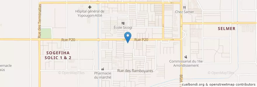 Mapa de ubicacion de Marché de Sicogi en Ivoorkust, Abidjan, Yopougon.