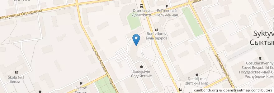 Mapa de ubicacion de МТС-Банк en Rússia, Северо-Западный Федеральный Округ, Республика Коми, Городской Округ Сыктывкар.