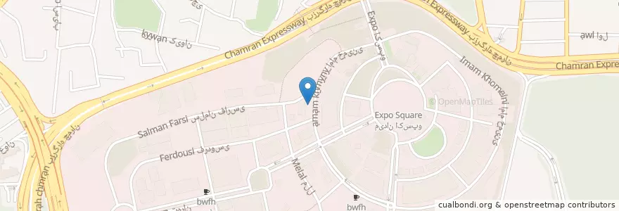 Mapa de ubicacion de بوفه en Irán, Teherán, شهرستان تهران, Teherán, بخش مرکزی شهرستان تهران.