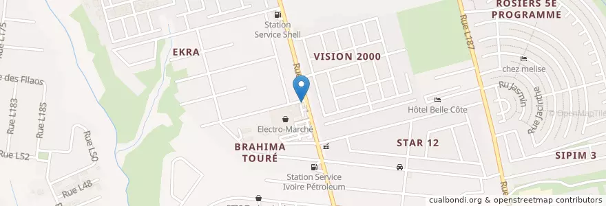 Mapa de ubicacion de NSIA Banque en コートジボワール, アビジャン, Cocody.