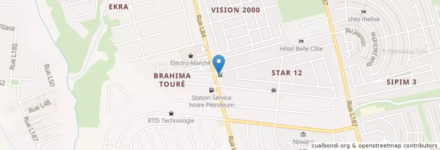 Mapa de ubicacion de Pharmacie Hermes en ساحل عاج, آبیجان, Cocody.
