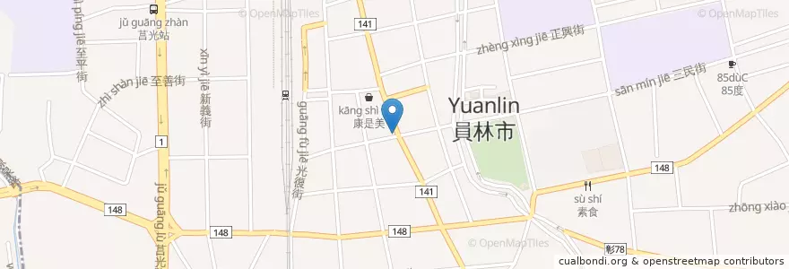 Mapa de ubicacion de 中正路郵局 en تايوان, مقاطعة تايوان, مقاطعة تشانغوا, 員林市.