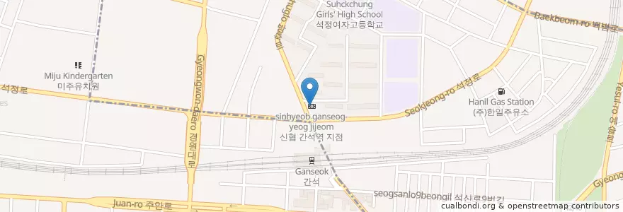 Mapa de ubicacion de 신협 간석역 지점 en Güney Kore, 인천, 남동구, 간석동.