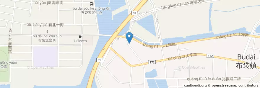 Mapa de ubicacion de 東宮廟 en Taiwan, Taiwan Province, Chiayi County, Budai Township.