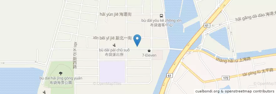 Mapa de ubicacion de 霸味薑母鴨 en Taiwan, 臺灣省, Condado De Chiayi, 布袋鎮.