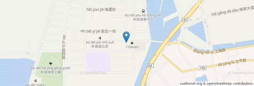 Mapa de ubicacion de 黑皮海鮮餐廳 en تایوان, 臺灣省, 嘉義縣, 布袋鎮.
