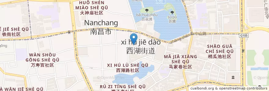Mapa de ubicacion de 西湖街道办事处 en 中国, 江西省, 南昌市, 西湖街道.